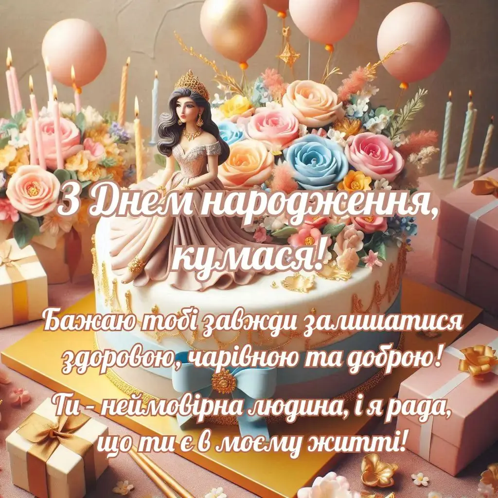 привітання з днем народження кумі своїми словами картинки