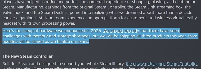 Чекайте у 2026 році, але без конкретики — Valve визнала, що не знає, коли вийдуть Steam Machine, Steam Controller 2 і Steam Frame