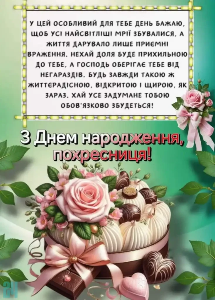 листівки хресної мами хрещениці привітання з днем народження похресниці