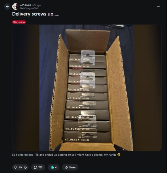 Користувач Reddit отримав 10 NVMe SSD замість одного