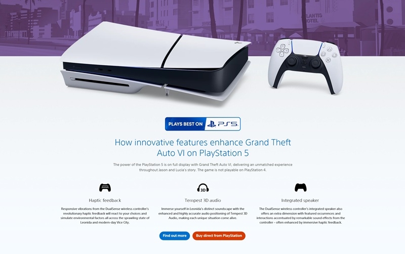 «Plays Best on PlayStation 5»: Sony долучилася до рекламної кампанії GTA VI та розповіла про переваги версії для своїх консолей