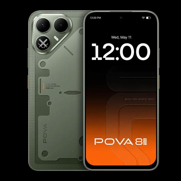 Tecno представила Pova 8 5G з батареєю 8000 мА·год і міні-екраном на блоці камери