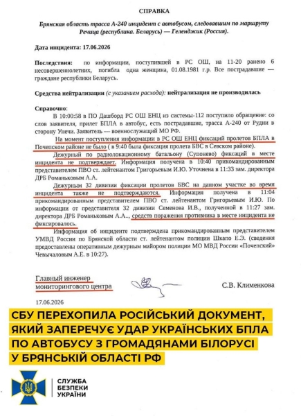 СБУ перехопила документ, який розкриває правду про "удар по дітях" з Білорусі в РФ