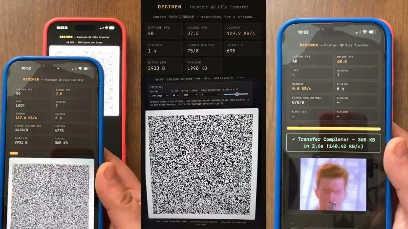 Експериментальна платформа передачі даних через QR-коди досягла швидкості 190 КБ/с