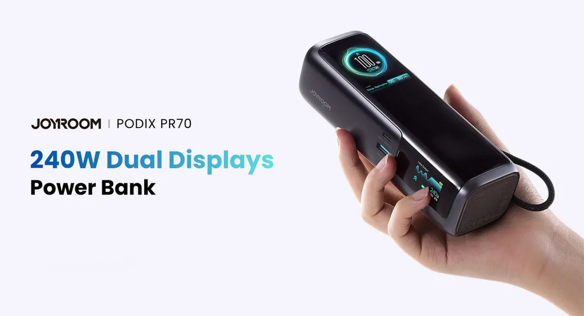 JOYROOM PODIX PR70: потужний павербанк на 240 Вт для одночасної зарядки ноутбуків
