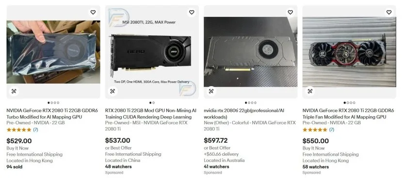 Порівняння обсягу памʼяті RTX 2080 Ti оригіналу та модифікації