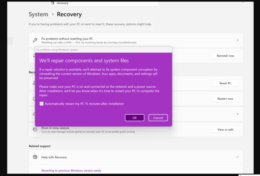 Точки відновлення та їх управління у Windows